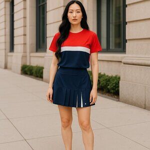 Fila Tennis Skirt and Top Set L Large Red White Blue Fringe 4th of‎ July USA
